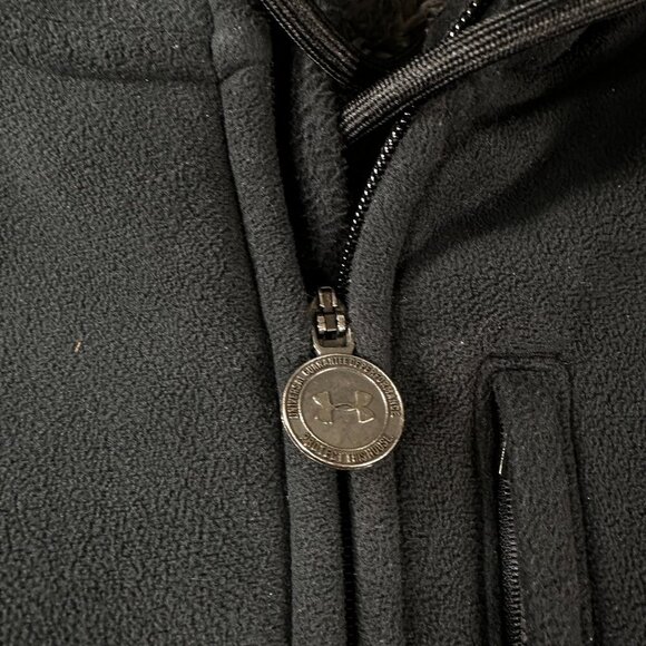 Under Armour Fleece Coat Mens Hoodie Full Zip Heavy Jacket Pockets Black - Picture 6 of 16